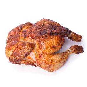 Grilled chicken on a white background